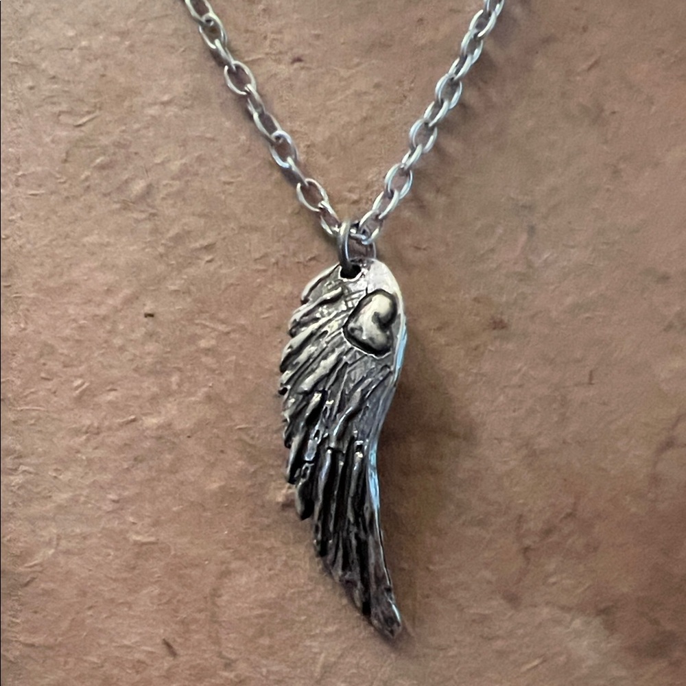 Silver Angel Wing Pendant Necklace